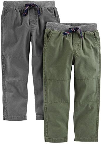 Simple Joys by Carter's 2-Pack Pull On Pant Pantaloni, Verde/Grigio, 3 Anni (Pacco da 2) Bimbo