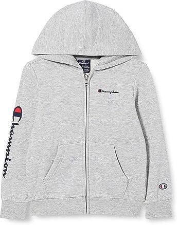 Champion Legacy American Classics B - Maxi-Logo Ultralight Powerblend Fleece Full Zip Felpa con Cappuccio, Grigio Melange, 3-4 Anni Bambino FW23