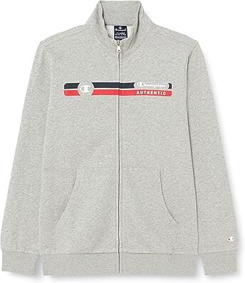 Champion Legacy Legacy Graphic Shop B - Ultralight Powerblend Fleece High-Neck Full Zip Felpa, Grigio Melange Chiaro, 9-10 Anni Bambino FW23