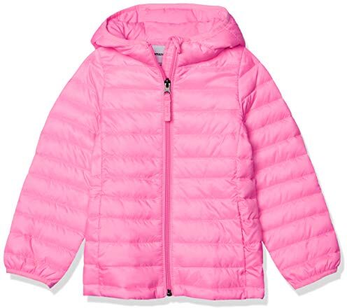 Amazon Essentials Piumino Leggero con Cappuccio Impermeabile e Ripiegabile Bambine e Ragazze, Rosa Fluo, 10 Anni