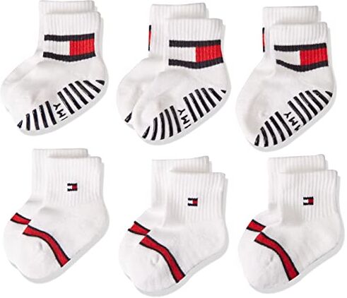 Tommy Hilfiger Crew, Calzini Unisex - Bimbi 0-24, Bianco, 23-26