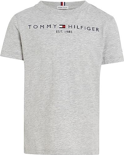 Tommy Hilfiger T-shirt Maniche Corte Bambini Unisex Essential Tee Scollo Rotondo, Grigio (Light Grey Heather), 14 Anni