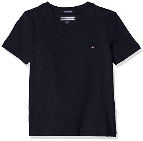 Tommy Hilfiger T-shirt Maniche Corte Bambino Scollo a V, Blu (Sky Captain), 16 Anni