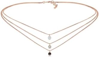 Elli Collana da Donna, Strato Choker Layer con Cristalli, in Argento 925 Placcato Oro Rosa