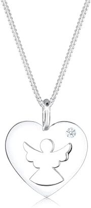 DIAMORE Elli diamonds Collana Donna Cuore Angelo Custode diamante (0.03 Ct.) In Argento Sterling 925