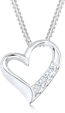 Elli DIAMORE Collana Donna con pendente cuore eternità con diamante (0,06 ct.) in Argento 925