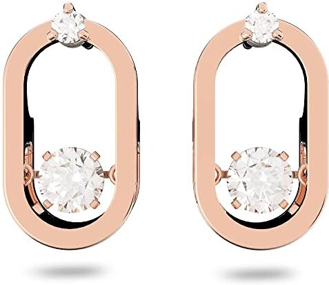 Orecchini a lobo Swarovski Sparkling Dance Oval, Bianco, Placcato color oro Rosa