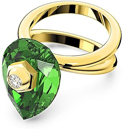 Swarovski Anello Numina, Cristalli taglio Pear, Verde, Placcato color oro