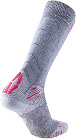 UYN Wintersports Calze Tecniche Da Sci, Adulto, Grigio (Silver/Fuchsia), 37/38