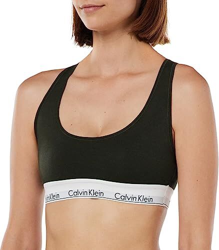 Calvin Klein Reggiseno Bralette Donna Senza Ferretto, Verde (Field Olive), XS