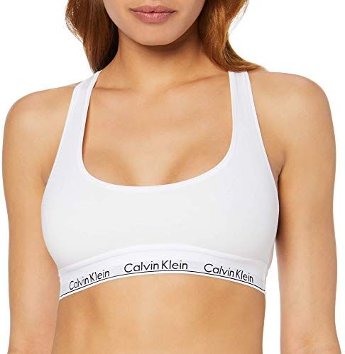 Calvin Klein Unlined Bralette 0000F3785E, Bianco (White), XS Donna