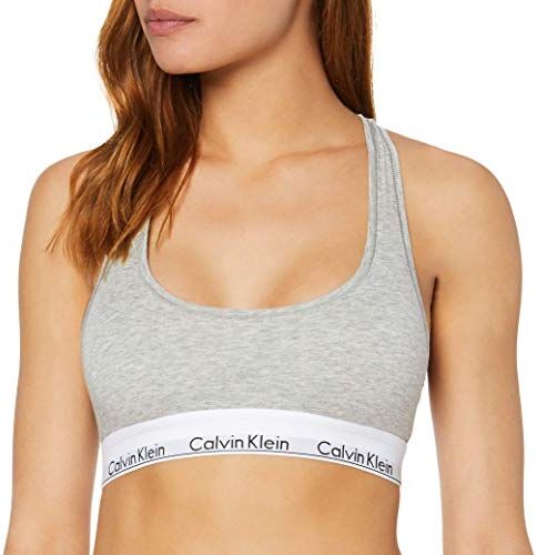 Calvin Klein Unlined Bralette 0000F3785E, Grigio (Grey Heather), XS Donna