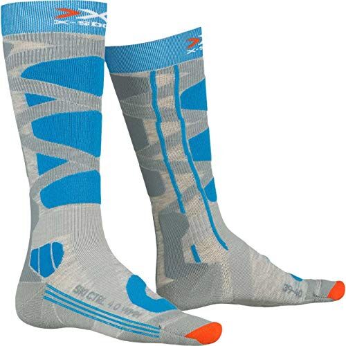 X-Socks Ski Control 4.0 W, Calzini Donna, Grey Melange/Turquoise, 37-38