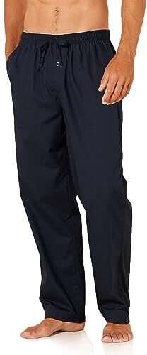 Amazon Essentials Pantaloni del Pigiama in Tessuto con Taglio Dritto Uomo, Blu Marino, L