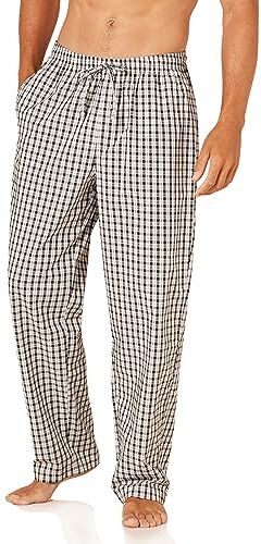 Amazon Essentials Pantaloni del Pigiama in Tessuto con Taglio Dritto Uomo, Grigio Nero Buffalo Plaid Mini, M