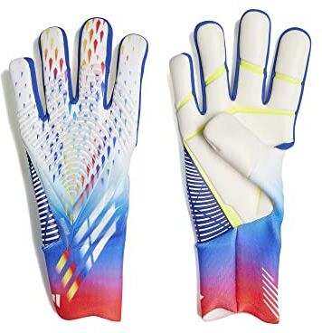 Adidas Unisex Goalkeeper Gloves (W/O Fingersave) Pred Gl Pro, White/White/Bright Cyan, HH8745, Size 10