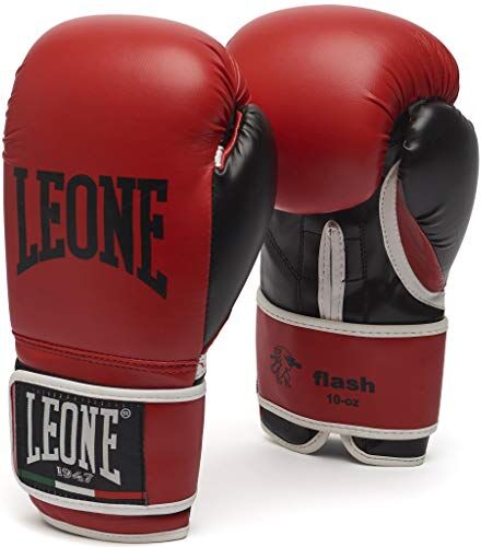 Leone 1947, Flash Guantoni da Boxe, Unisex – Adulto, Rosso, 10 OZ, GN083