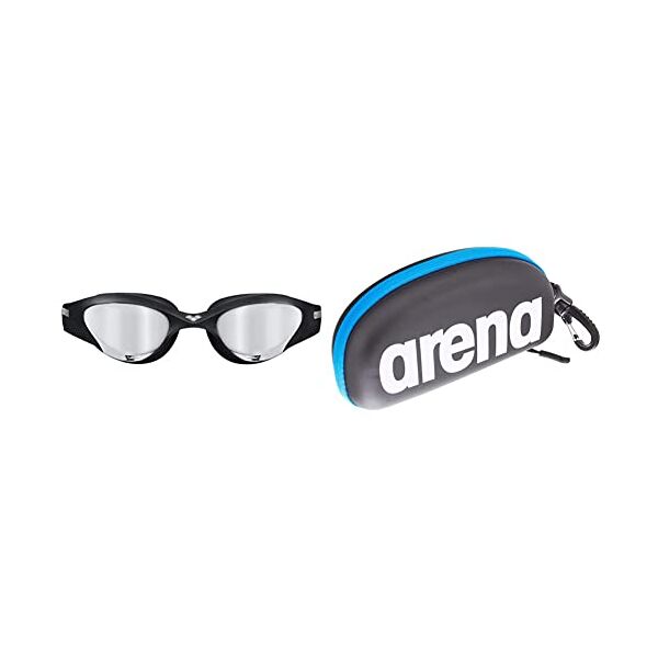 arena the one mirror, occhiali unisex adulto, nero (silver black), taglia unica & astuccio per occhialini da nuoto, custodia occhialini, astuccio rigido, goggle case, colore nero