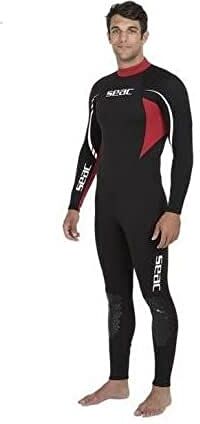 SEAC Uomo Muta Monopezzo in Neoprene da 2.2 mm per Snorkeling, Subacquea e Altri Sport in Acqua, Nero/Rosso, XXL