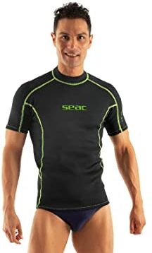 SEAC Fit Short Maglia in Neoprene 2 mm a Maniche Corte Ottima Come Sottomuta da Sub o Rash Guard da Surf e Nuoto, Nero, XXXL