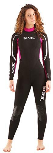 SEAC Relax Long, Muta Monopezzo in Neoprene da 2.2 mm per Snorkeling, Subacquea e altri Sport in Acqua Donna, Nero/Fucsia, XXL