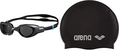 Arena The One, Occhialini Unisex Adulto, Grigio (Smoke/Grey/Black), Taglia Unica & Classic Silicone, Cuffia Unisex Adulto, Nero (Black-Silver), Taglia Unica