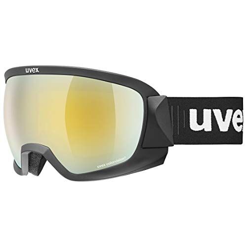 Uvex contest CV, occhiali da sci unisex, con miglioramento del contrasto, vista senza distorsioni, black matt/gold-green, one size