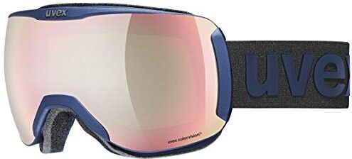 Uvex dh 2100 WE, occhiali da sci unisex, con miglioramento del contrasto, senza distorsioni ottiche e appannamenti, navy matt/rose-green, one size