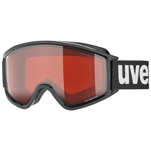 Uvex g.gl 3000 LGL, occhiali da sci unisex, con intensificazione del contrasto, campo visivo ampliato, privo di appannamenti, black/lasergold lite-rose, one size