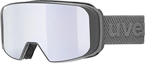 Uvex saga TO, occhiali da sci unisex, con lente intercambiabile, ventilazione della montatura senza spifferi, rhino matt/silver-LGL clear, one size