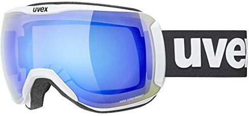 Uvex downhill 2100 CV, occhiali da sci unisex, con miglioramento del contrasto, senza distorsioni ottiche e appannamenti, white matt/blue-green, one size