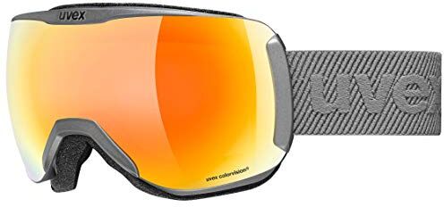 Uvex downhill 2100 CV, occhiali da sci unisex, con miglioramento del contrasto, senza distorsioni ottiche e appannamenti, rhino/orange-orange, one size