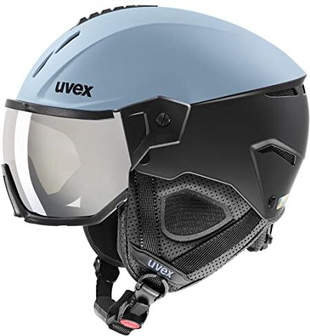 Uvex instinct visor, casco da sci robusto unisex, con visiera, regolazione individuale delle dimensioni, glacier, black matt, 60-62 cm