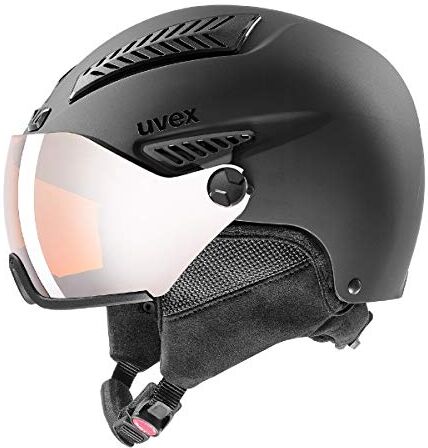 Uvex hlmt 600 visor, casco da sci robusto unisex, con visiera, regolazione individuale delle dimensioni, black matt, 53-55 cm