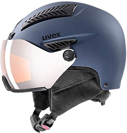 Uvex hlmt 600 visor, casco da sci robusto unisex, con visiera, regolazione individuale delle dimensioni, blue matt, 53-55 cm