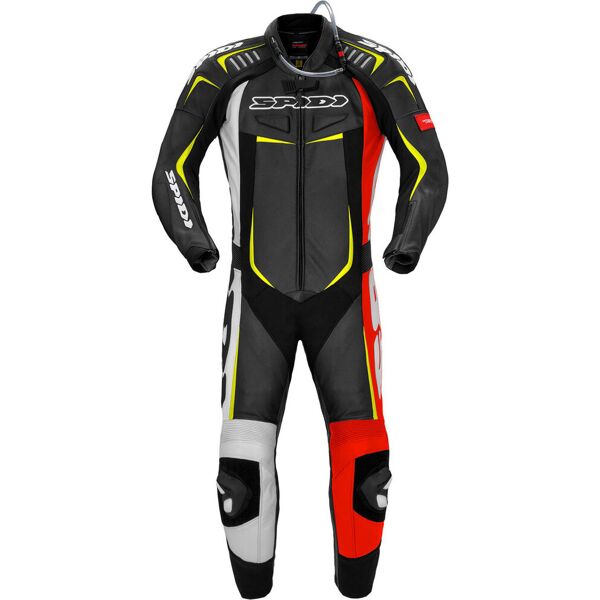 spidi track wind pro tuta in pelle moto di one piece nero bianco rosso 52