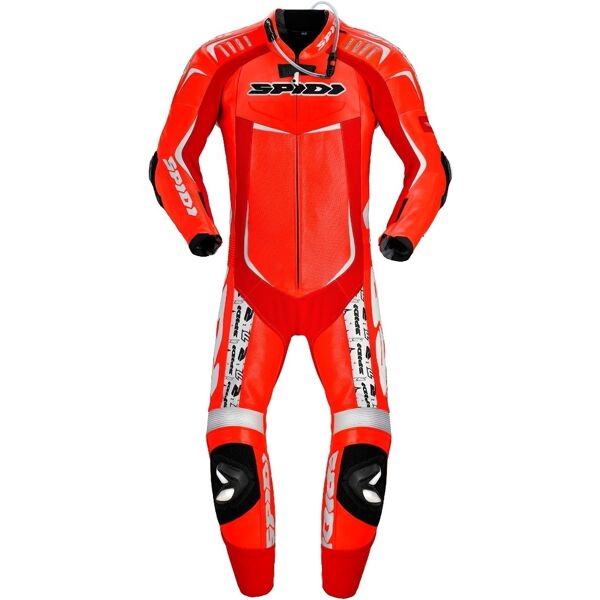 spidi track wind replica evo tuta in pelle moto di one piece bianco rosso 48