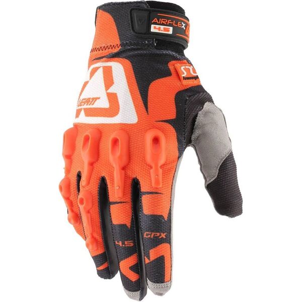 leatt gpx 4.5 lite guanti motocross nero bianco arancione xs
