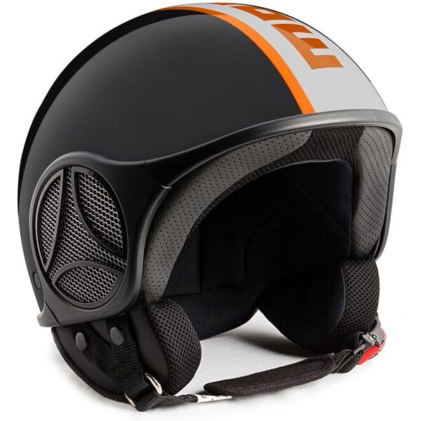 momo mini black / orange casco jet nero arancione 2xs