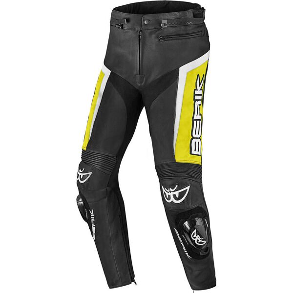 berik misle pantaloni in pelle moto nero bianco giallo 54