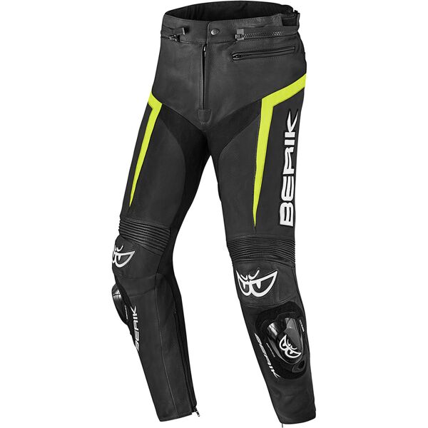 berik misle pantaloni in pelle moto nero giallo 54