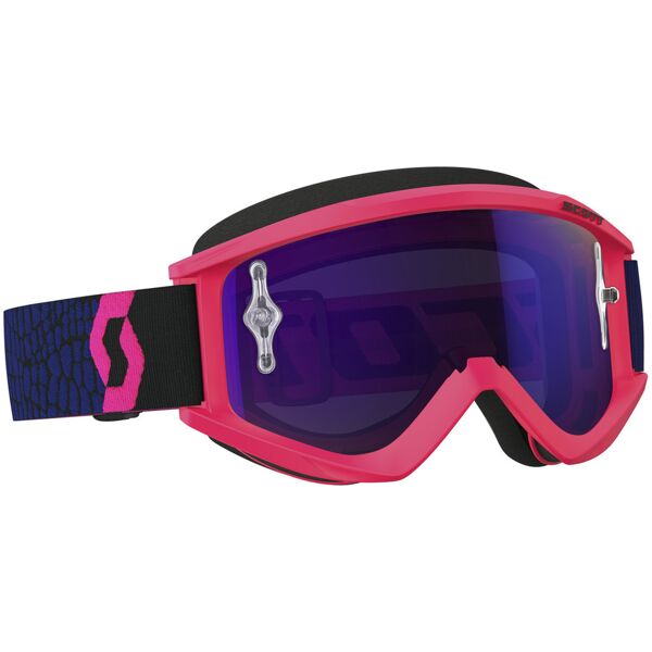 scott recoil xi works occhiali motocross azzurro fluo rosa pink chrome rosa blu unica taglia