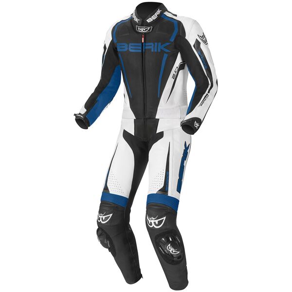 berik race-x abito in pelle moto a due pezzi nero bianco blu 56
