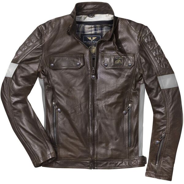 black-cafe london brooklyn giacca in pelle motociclistica marrone 54