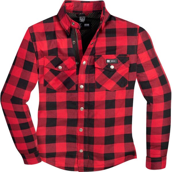 merlin axe camicia da boscaiolo da motociclista nero rosso l