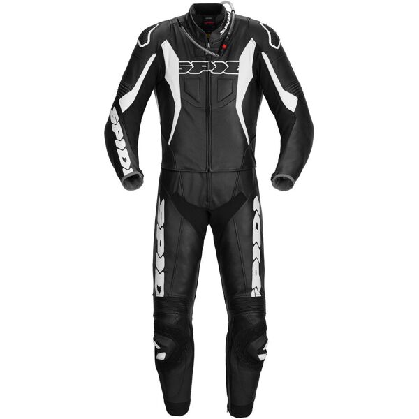 spidi sport warrior touring two piece tuta moto in pelle nero bianco 56