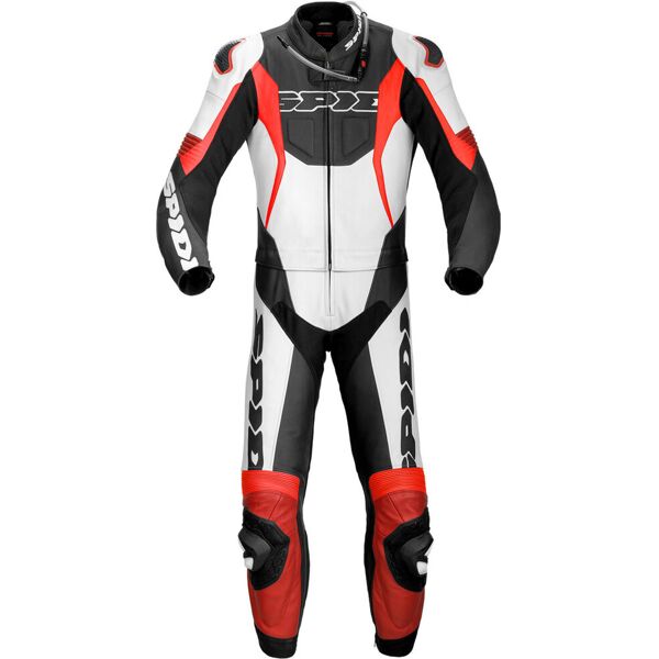 spidi sport warrior touring two piece tuta moto in pelle nero rosso 52