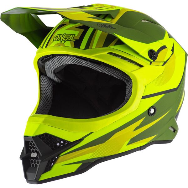 oneal 3series riff 2.0 casco motocross verde giallo s