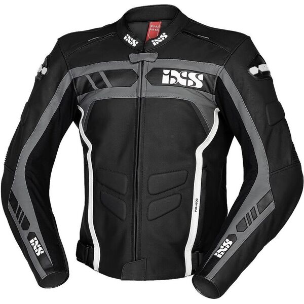 ixs sport rs-600 1.0 giacca in pelle motociclistica nero grigio bianco 48