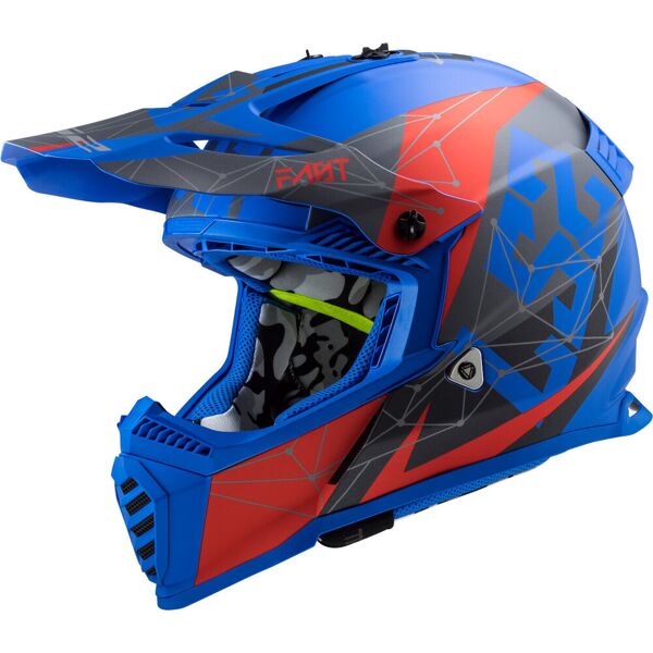 ls2 mx437 fast evo alpha casco motocross rosso blu 2xl